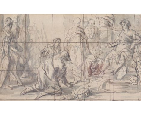 Abraham VAN DIEPENBEECK (1596-1675) "Justice", wash sketch, known for his stained glass windows, drawings and illustrations. 