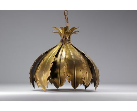 Svend Aage Holm SÃ˜RENSEN (1913-2004) gilded brass suspension lamp. He is known for his self-produced lighting designs from t