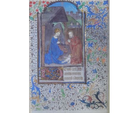 Willem VRELANT (approx.1410 -1481) Miniature on vellum with margins illuminated with blue, red and green flowers and foliage.