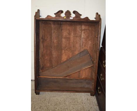 Late Victorian open front wall shelf with carved pediment