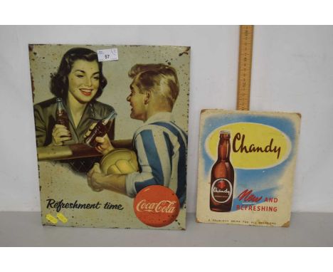 Vintage Coca Cola advertisement together with a further advertising card for Chandy (2)