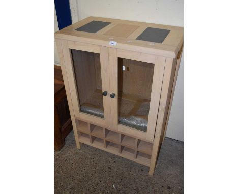 Modern light wood finish cabinet with wine storage base