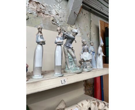 Four Lladro figures inc. a golfer and two Nao figures 