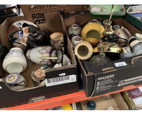 Two boxes of assorted pottery including Poole, Royal Doulton, Royal Worcester, etc. 