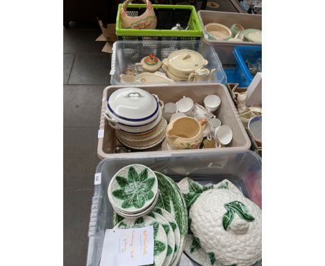 Five boxes of various ceramics including Burleigh ware dinner wares and Royal Grafton 