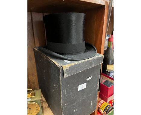 A vintage top hat in box by Lincoln Bennett & Co.Condition:- General wear through age and use, no sign of any major damage or