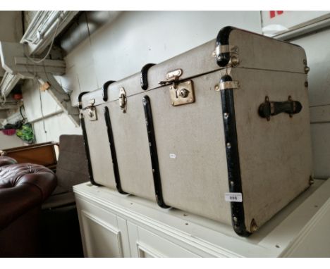 A vintage steamer travel trunk. 