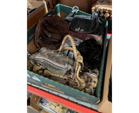 A box of vintage handbags 