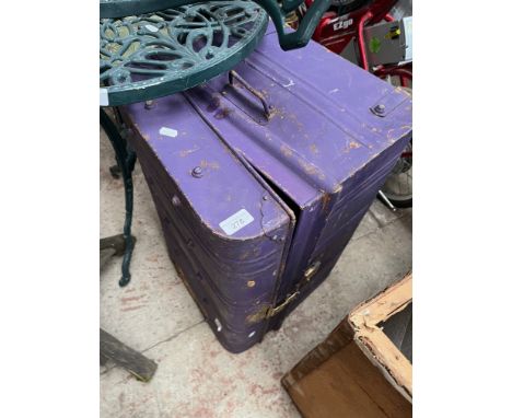 A vintage Jones Bros West Hampton metal trunk 