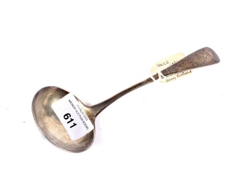 A Georgian silver sauce ladle. Maker Henry Nulting, London 1816, 49.2 grams.