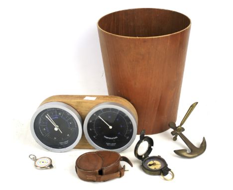 An assortment of 20th century collectables. Including a military brass prismatic compass mark V by Short &amp; Mason Ltd 1906