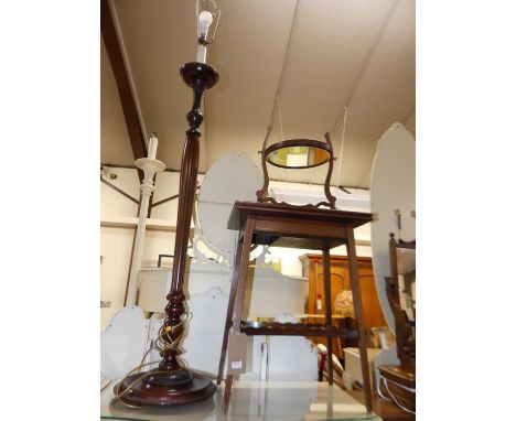 An Edwardian mahogany and satin wood inlaid fold-over tea table, with revolving action and platform undertier, width 50cm, to