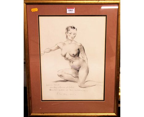 Vernon Ward (1905-1985) - Nude sketch study of a woman, pastel, with further study to reverse, signed, inscribed and dated 19