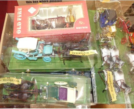A box of Brumm Old Timer and Historical Series horse-drawn vehicles, to include a Brumm 1828 Old Fire Engine