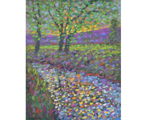 Paul Stephens (20th/21st century) - "Somerset Levels and The Mendip Hills, end of a summers day", signed also extensively ins