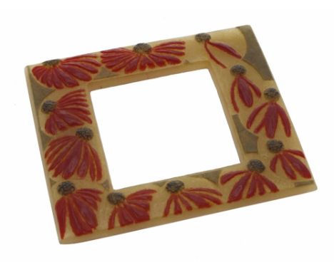 Gabriel Argy-Rousseau (French, 1885 - 1953) - 'The Flowered Hours', a pâte de verre glass clock frame surround, with red and 