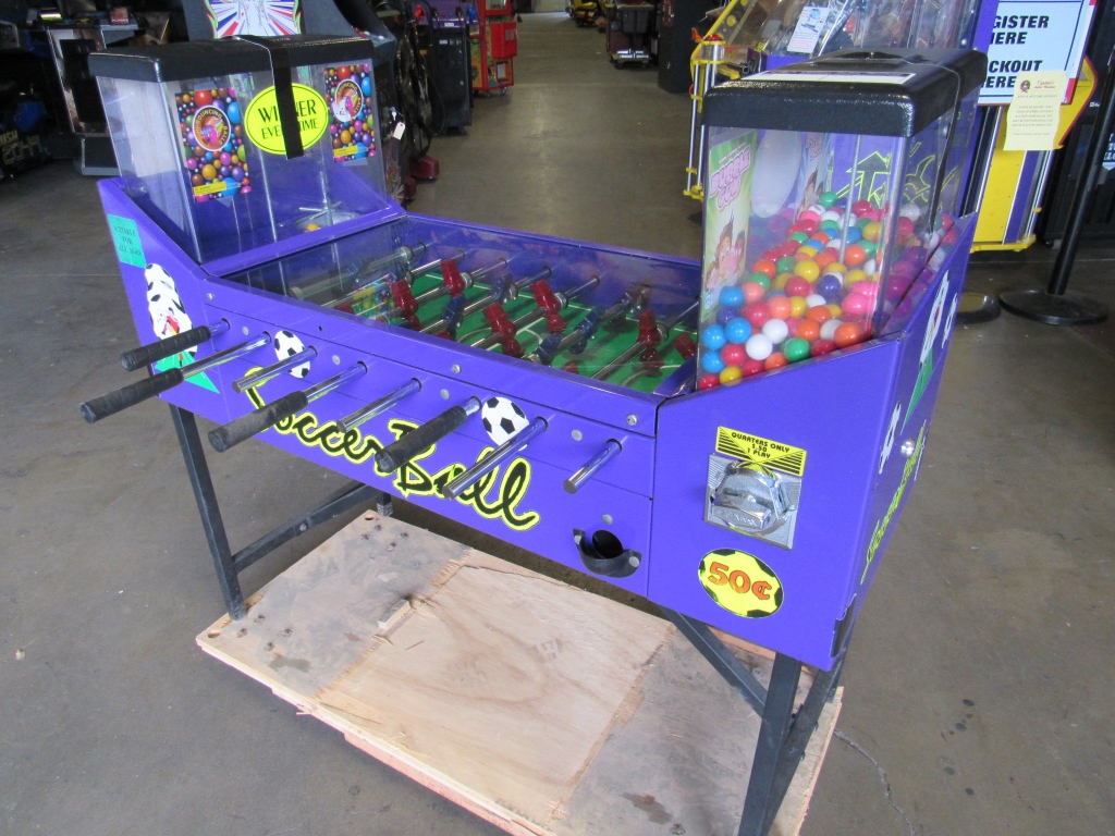 SOCCER BALL FOOSBALL BULK VENDING MACHINE OK MFG. Item is in used