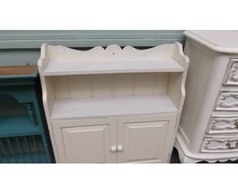 Cream painted hanging wall shelf cupboard