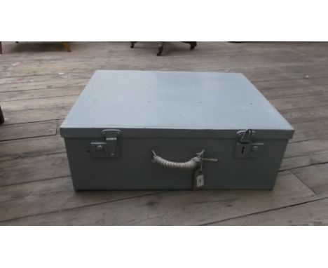 Grey painted metal trunk