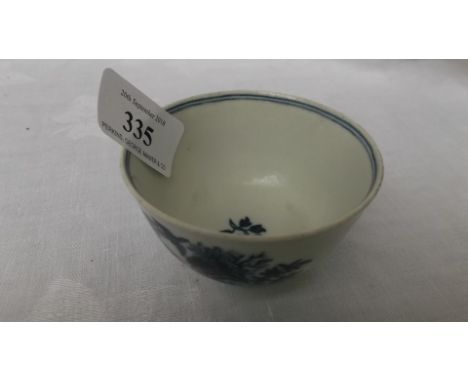 Caughley & Worcester tea bowl, underglazed blue fence pattern (no damage) crescent mark on base
