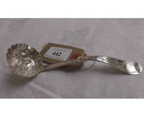 Engraved and embossed Victorian silver ladle (Exeter 1837)