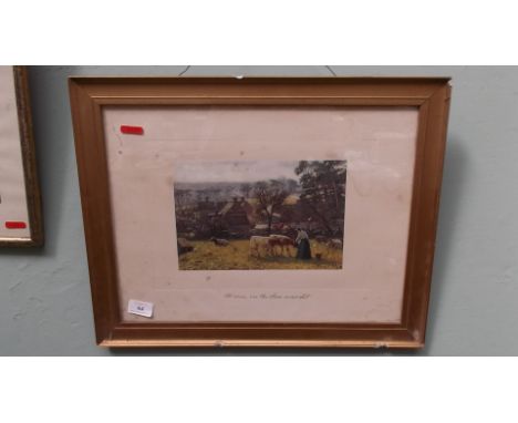 Gilt framed coloured Yorkshire landscape print 'At Even ere the Sun was Set' by Ernest Rigg