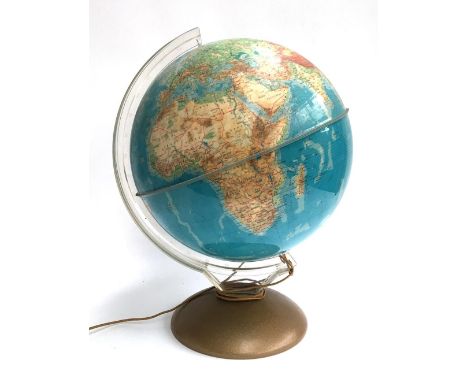 A large illuminated globe lamp by Illumina, the sphere approx. 40cm, on metal base 