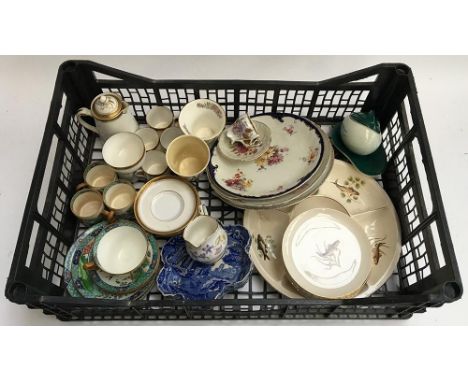 A mixed lot of ceramics and teawares to include Poole pottery, Staffordshire, Wedgwood Kutani Crane, Tuscan part coffee servi