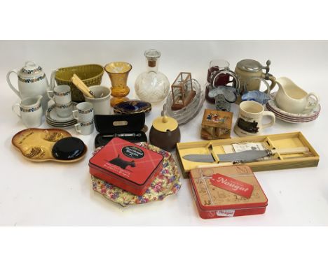A mixed lot to include Bavaria coffee set and other ceramics, some Poole pottery, a set of Moore &amp; Wright calipers, art g