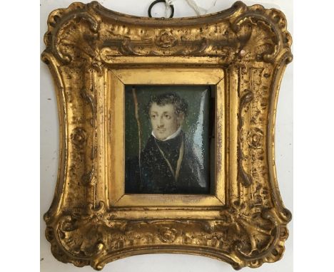 Portrait of Sir Brook W. Bridge Bt. (af), Later Lord Fitzwaller (1801-1875) dated 1st April 1888, oil on ivory, in ornate ges