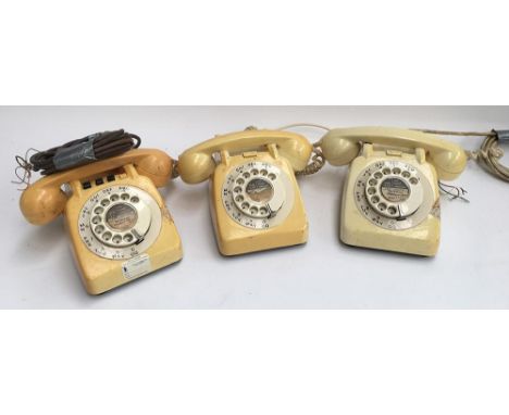 Two GPO 706L vintage bakelite rotary dial telephones, and one other GPO 710L telephone 
