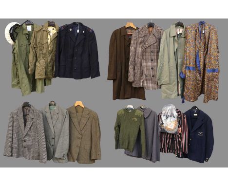 Assorted 20th Century Gents Uniforms and Costume, comprising a khaki canvas jacket with zip fastening, khaki shirt, an Irish 