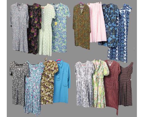 A Collection of Circa 1950s and Later Printed Cotton and Other Dresses, comprising a Hawaiian Ui-Maikai blue and white printe