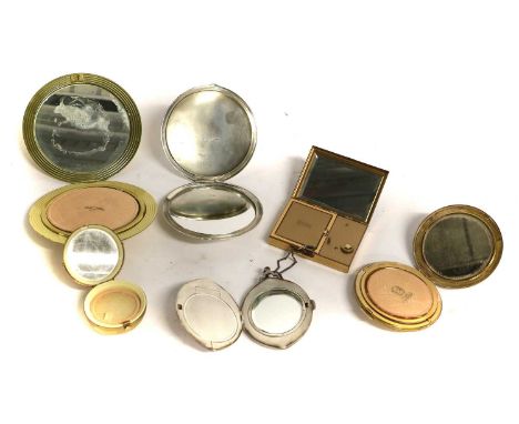 Collection of Silver and Other Compacts, including Carene rectangular working musical compact, 8cm by 6cm,Kigu ‘Bouquet’ bask