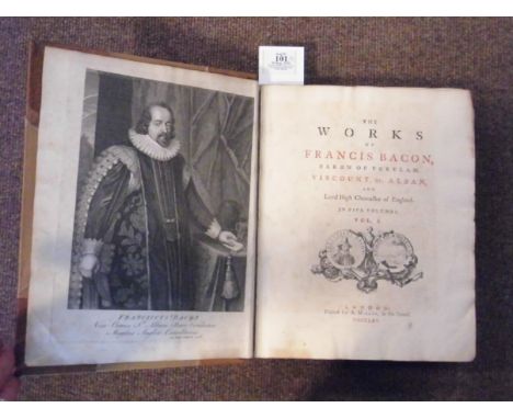 Bacon (Francis). The Works of Francis Bacon, Baron of Verulam, Viscount St. Alban, and Lord High Chancellor of England, 5 vol