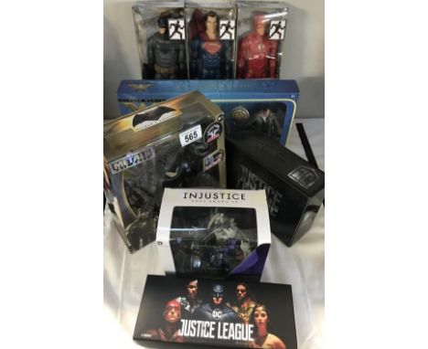 A collection of boxed DC Justice League Batman &amp; Wonder Woman figures (limited edition).