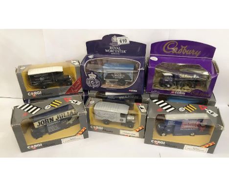 9 Corgi classics including Royal Worcester Bedford box van.