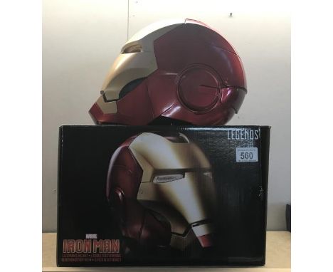 A boxed Marvel legends series electronic helmet.