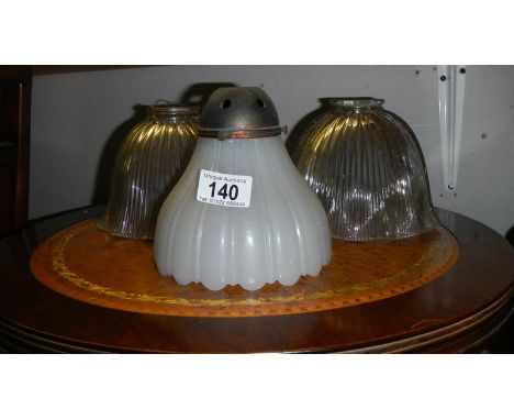 3 vintage glass lamp shades.