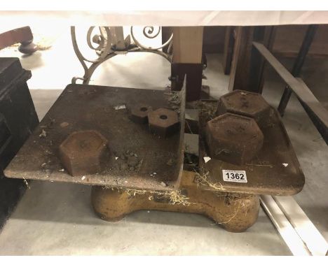 A set of old scales and weights.