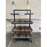 Heavy Duty Mobile Work Trolley. Steel Tube Construction With Wooden Shelving.