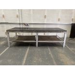 Aluminium Workbench With Rubber Top. Size: 10' x 4' x 3'1" High.