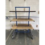 Heavy Duty Mobile Work Trolley. Steel Tube Construction With Wooden Shelving.