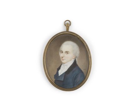 MANNER OF JEAN JACQUES AUGUSTIN Portrait of a gentleman Watercolour on ivory, oval, 8 x 6cmPLEASE NOTE: THIS ITEM CONTAINS OR