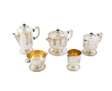 A FOUR PIECE CELTIC REVIVAL 'ARDAGH TEA SET', Dublin 1979, mark of George Bellew & Sons Ltd, comprising teapot, hot water pot