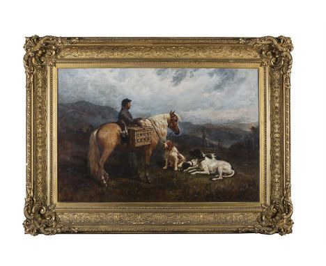 SCOTTISH SCHOOL (19TH CENTURY)Hunting in the HighlandsOil on canvas, 63 x 94cmSigned indistinctly and dated 1856