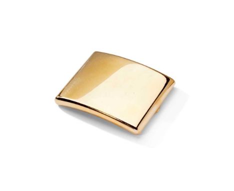 Fabergé: An early 20th century Russian cigarette case Of curved polished design, work master Henrik Wigstrom, signed Fabergé,