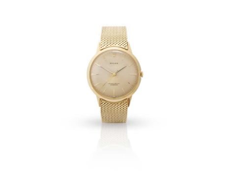 Rolex: a mid-20th century wristwatch model 8940, 1960s, 18ct gold case, signed Rolex manual wind movement, round champagne di
