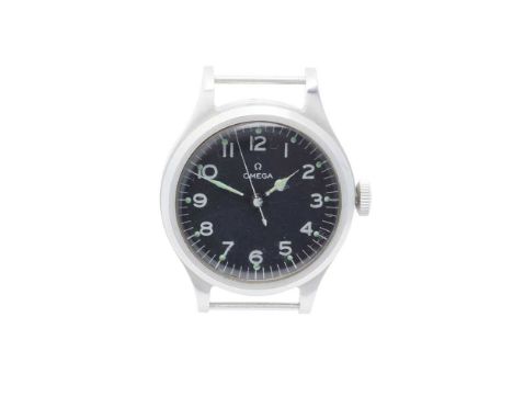 Omega: a military wristwatch RAF pilot issue, issued 1956, stainless steel case, signed Omega manual wind movement with OMEGA