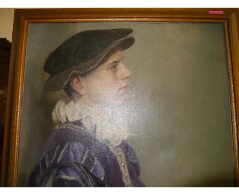Manner of William Strang (Scottish 1859-1921), Portrait of a Young Man in Period Dress, oil on canvas, unsigned, framed. 75cm